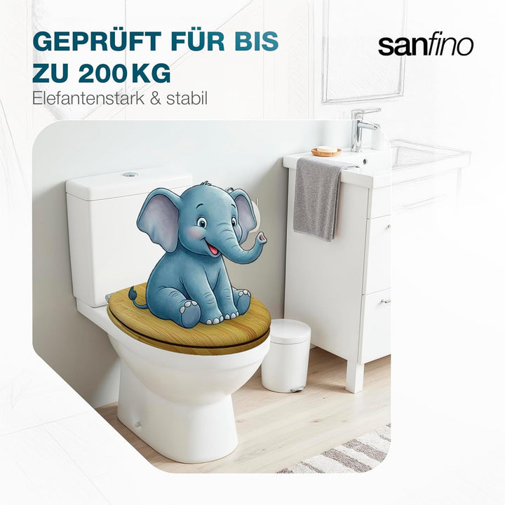 SANFINO® Bambus WC Sitz mit Absenkautomatik, edle Holz-Optik und hochwertige Qualität, hoher Sitzkom