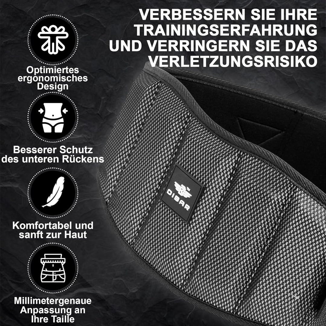 DIBAR Gewichthebergürtel Männer-Damen,Fitness,Gewichtheben,Kreuzheben,Kniebeugen,Crossfit,Intensives
