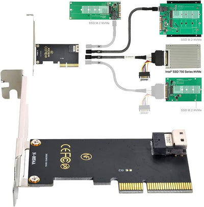 Xiwai PCI-E 3.0 4.0 auf SFF-8654 Slimline SAS-Kartenadapter und U.2 U2 SFF-8639 NVME PCIe SSD-Kabel