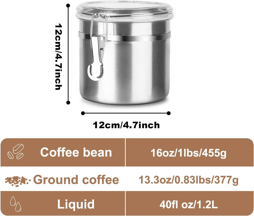 Kaffeedose Luftdicht mit Deckel Kaffeebohnen Behälter für Kaffeepulver Bohnen Tee Mehl Müsli Zucker,