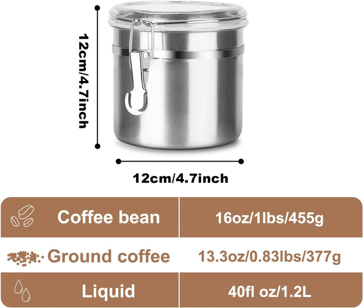 Kaffeedose Luftdicht mit Deckel Kaffeebohnen Behälter für Kaffeepulver Bohnen Tee Mehl Müsli Zucker,
