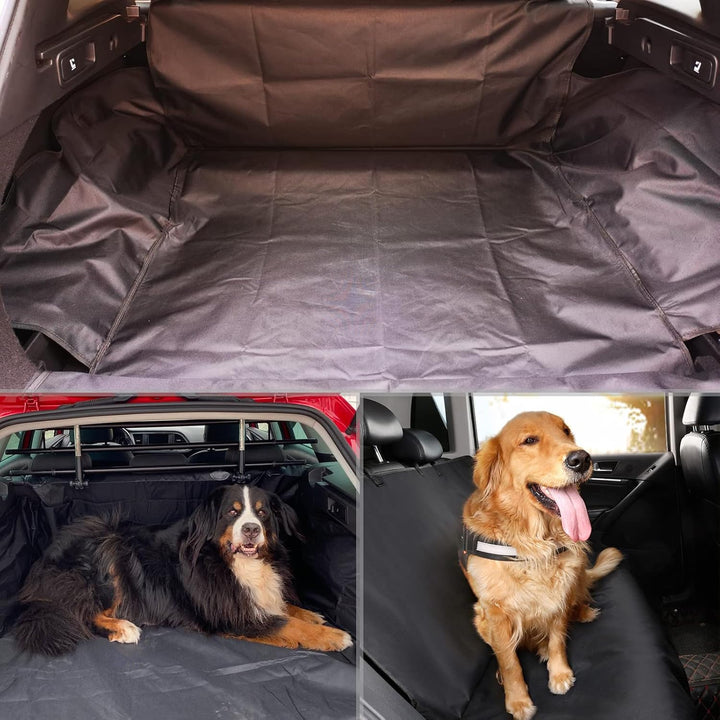 FINEVERNEK Kofferraumschutz Hund mit Seitenschutz, Autoschondecke für Hunde mit Den Rücksitz, Univer
