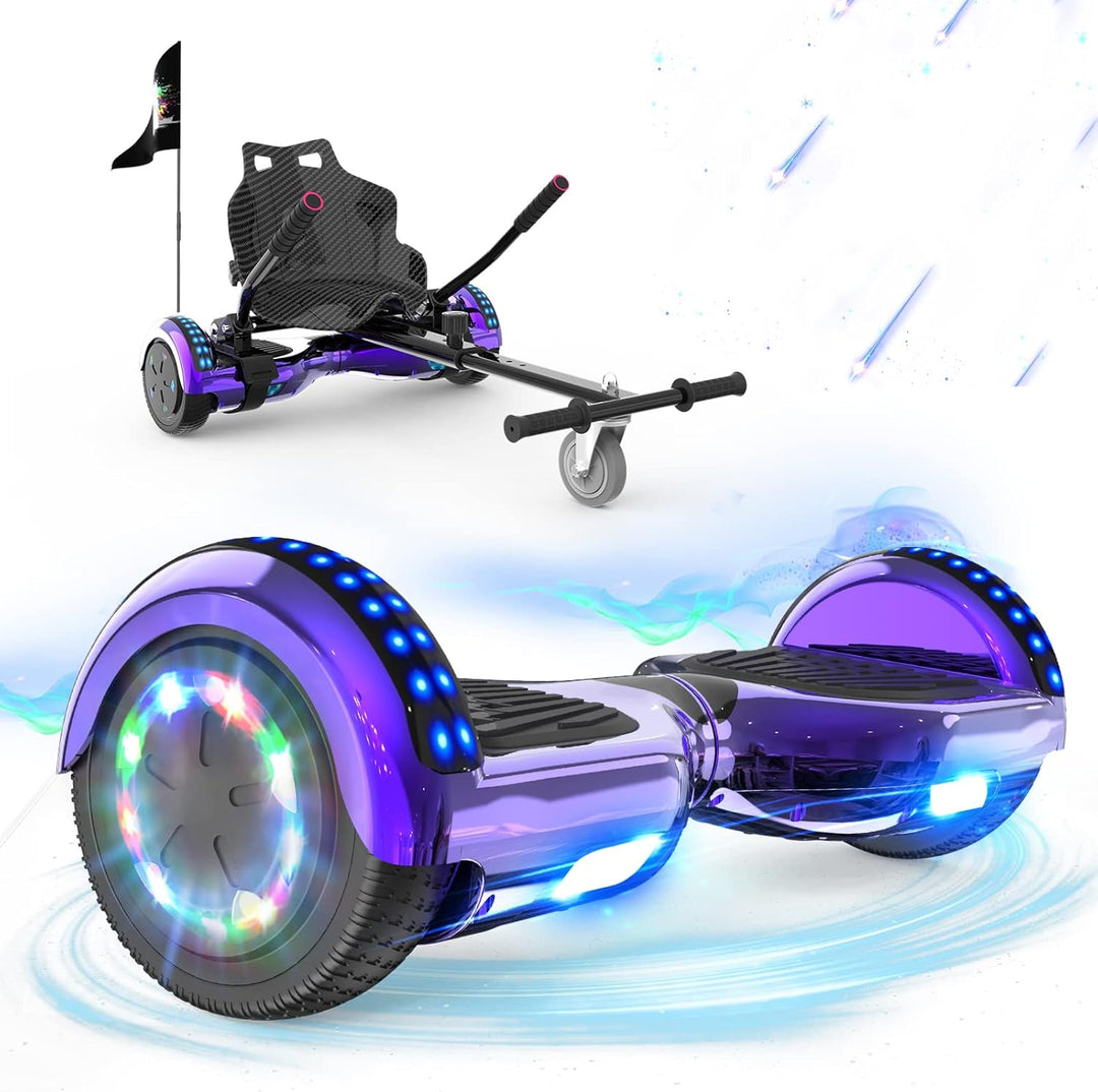RCB Hoverboards mit Sitz Hoverkart komplett für Kinder, Skateboard mit Set, Hoverboards mit LED Lich