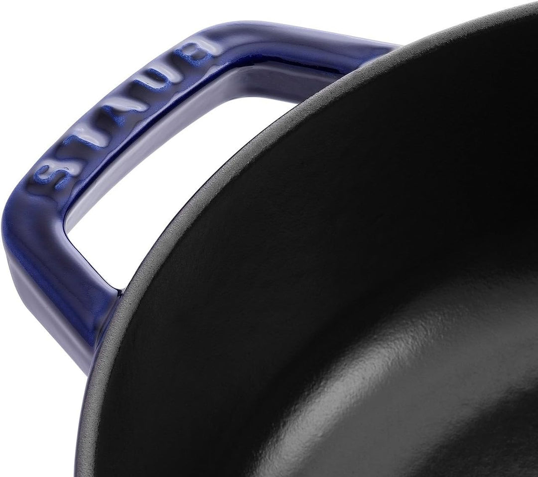 STAUB Gusseisen Bräter, Chistera Tropfenstruktur im Deckel, Rund 28 cm, 3,7 L, Dunkelblau Dunkelblau