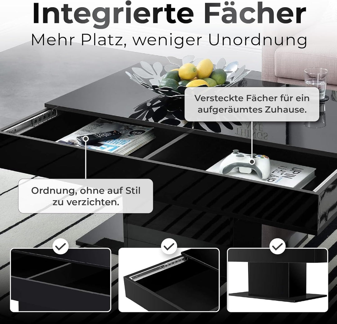 [en.casa] Couchtisch Lünen Wohnzimmertisch mit Stauraum Truhentisch Sofatisch mit ausziehbarer Tisch