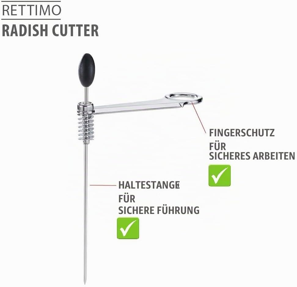 GEFU Rettichschneider RETTIMO – Rettich-Spiralschneider aus rostfreiem Edelstahl mit langen Haltesta