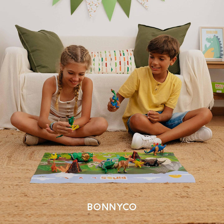 BONNYCO Dinosaurier Spielzeug Malset 16 Figuren. Dino Bastelset Kinder Spielzeug sie leuchten im Dun
