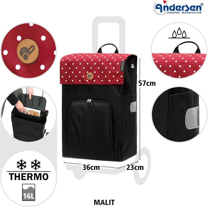 Andersen Einkaufstrolley - klappbar - 49 Liter - Treppensteiger - mit Kühlfach - belastbar 40 kg - S