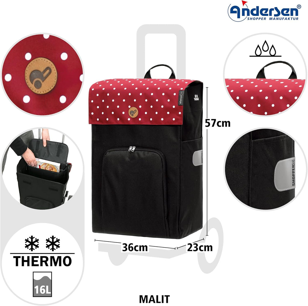 Andersen Einkaufstrolley - klappbar - 49 Liter - mit Kühlfach - belastbar 40 kg - Stahlgestell - Tro