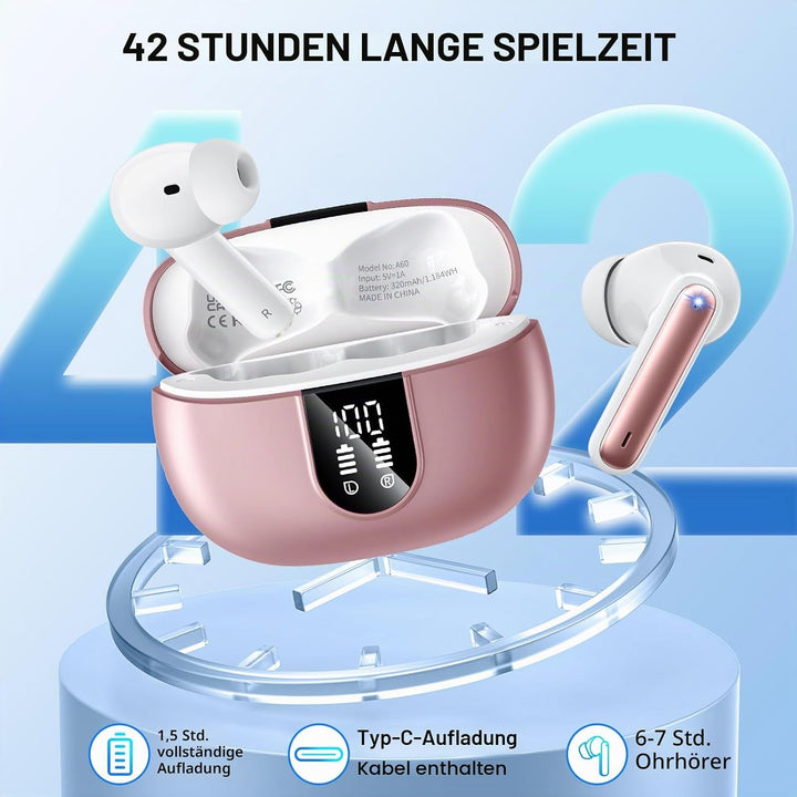 Bluetooth Kopfhörer,Kopfhörer Kabellos Bluetooth 5.3 Sport In-Ear Kopfhörer mit 4X ENC Mikrofonen ba