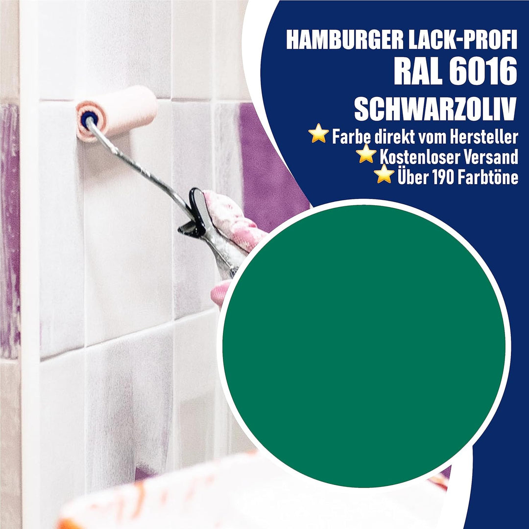 Fliesenlack MATT Türkisgrün RAL 6016 Grün Fliesenfarbe im SET // Hamburger Lack-Profi (1 L), 1 L