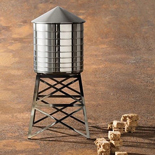 Alessi DL02 Water Tower Behälter - Edelstahl 18/10 glänzend poliert mit Aufsatz., 12,00 x 12,00 x 27