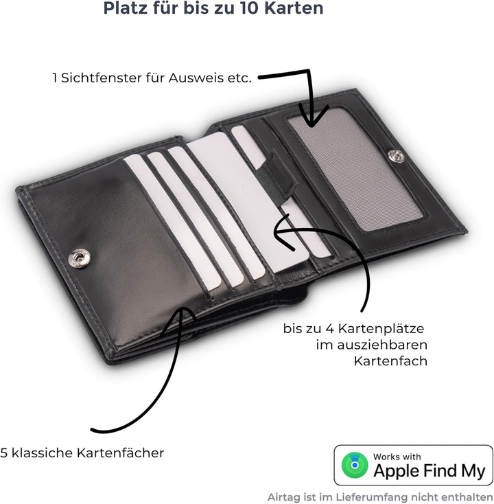 ISENTIALS Airtag* Geldbörse mit Münzfach I Apple Airtag Leder Wallet Portemonnaie mit RFID Schutz I