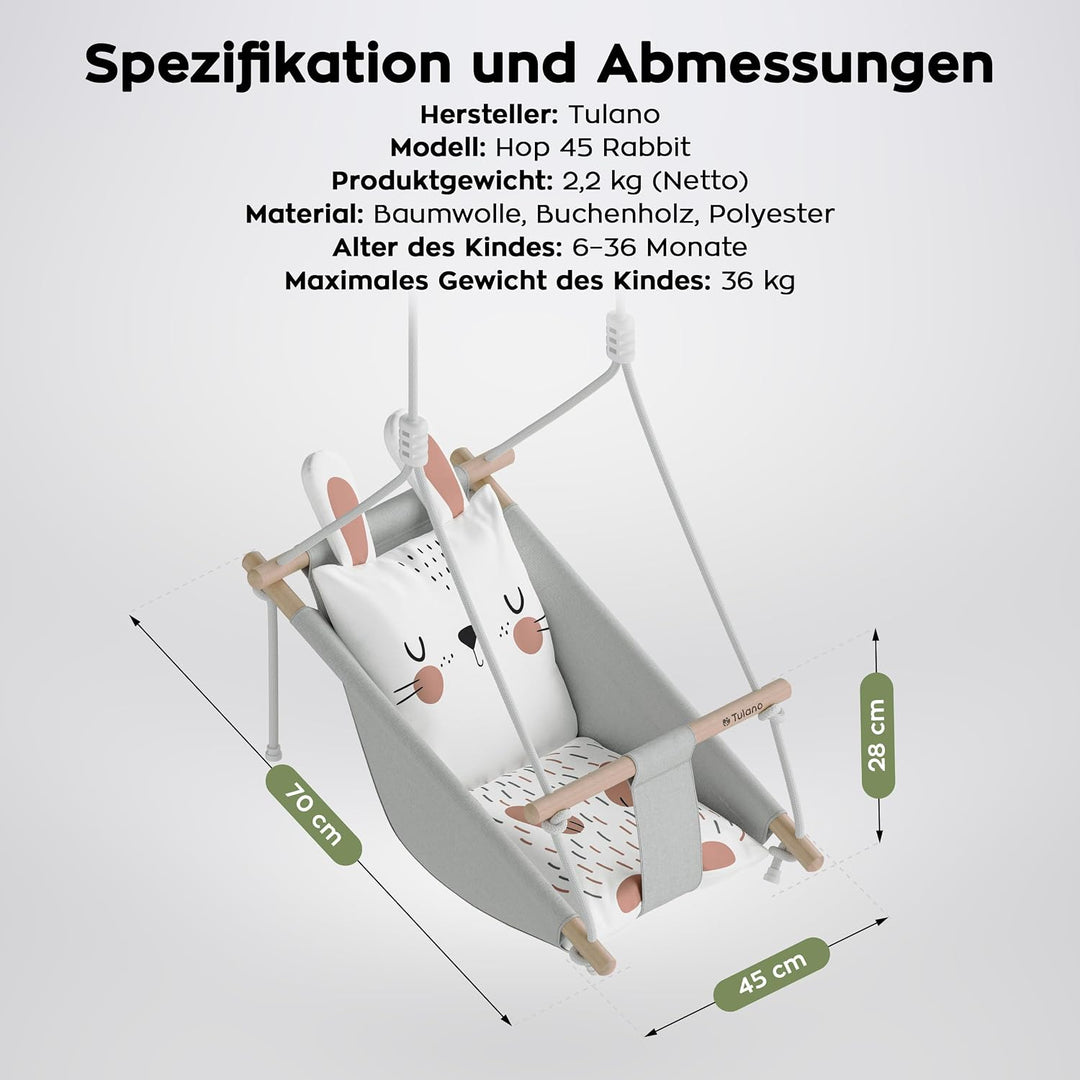 Tulano Hop 45 3in1 Babyschaukel – Mitwachsend durch Sitz - 6–36 Monate | Flexibel zum Sitzen und Zur