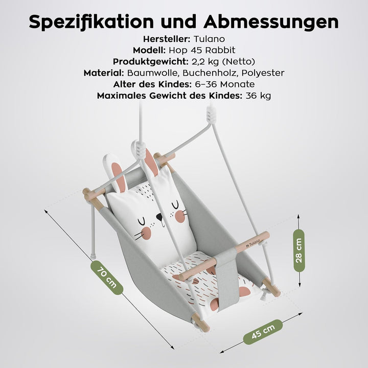 Tulano Hop 45 3in1 Babyschaukel – Mitwachsend durch Sitz - 6–36 Monate | Flexibel zum Sitzen und Zur