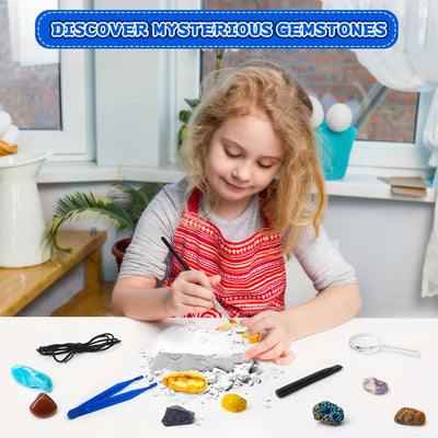 Adventskalender 2024 für Kinder, Excavation Set for Children, Natural Gemstones and Crystals, Minera