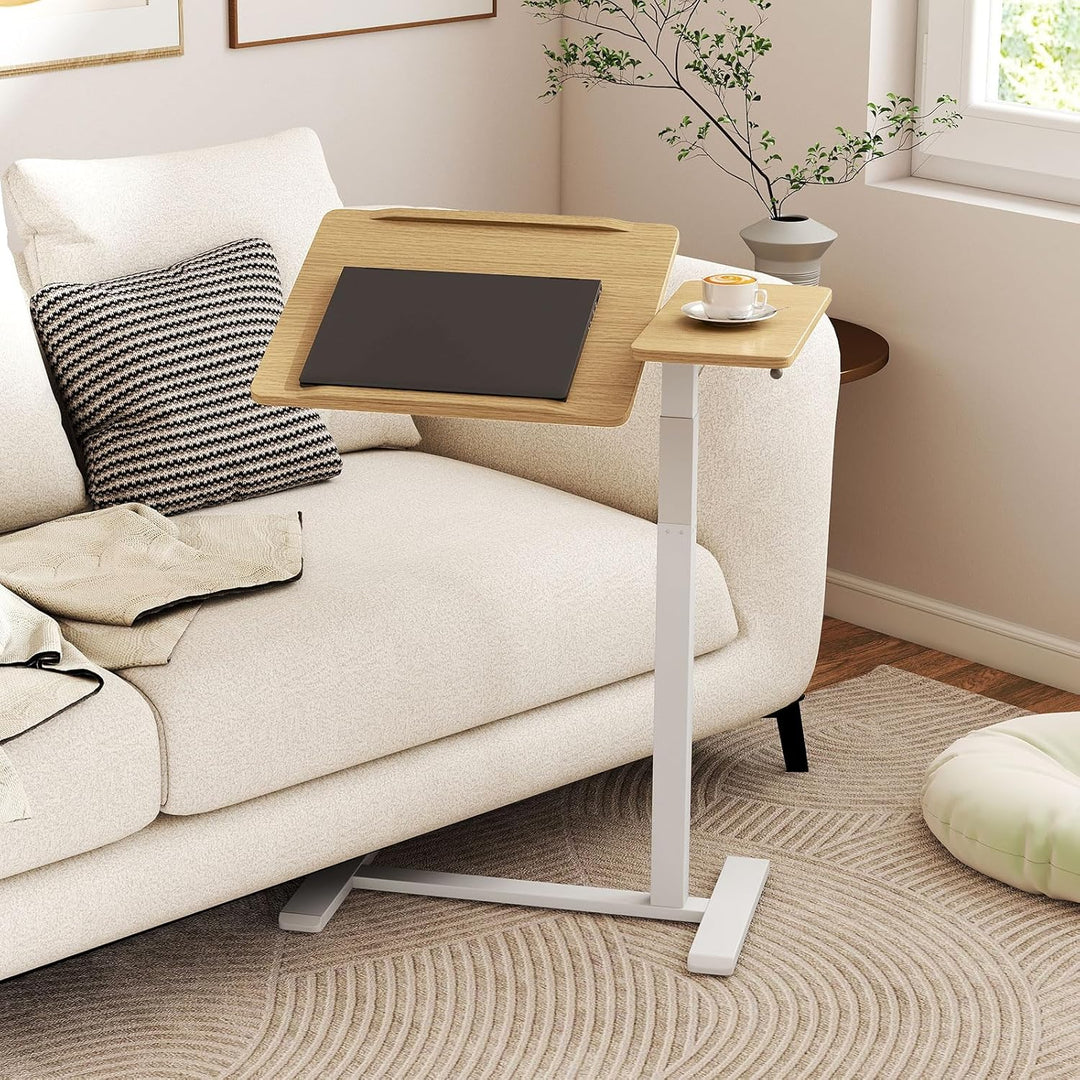 COSTWAY Pflegetisch mit versteckten Rollen, höhenverstellbarer Betttisch mit kippbarer Tischplatte &