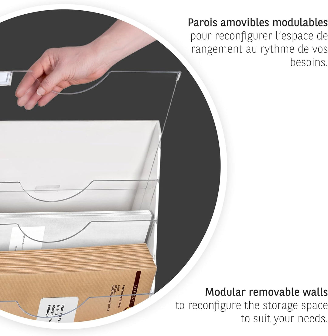 CEP 1001530021 Wand-Prospekthalter 6 Fächer CepExpo 153, weiβ/glasklar Weiss, Weiss