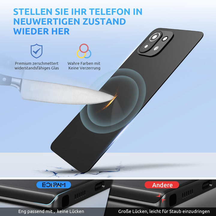 Eonpam Akkudeckel für Xiaomi Mi 11 Lite Rückseite Glas Original Backcover Back Glas Ersatz Reparatur