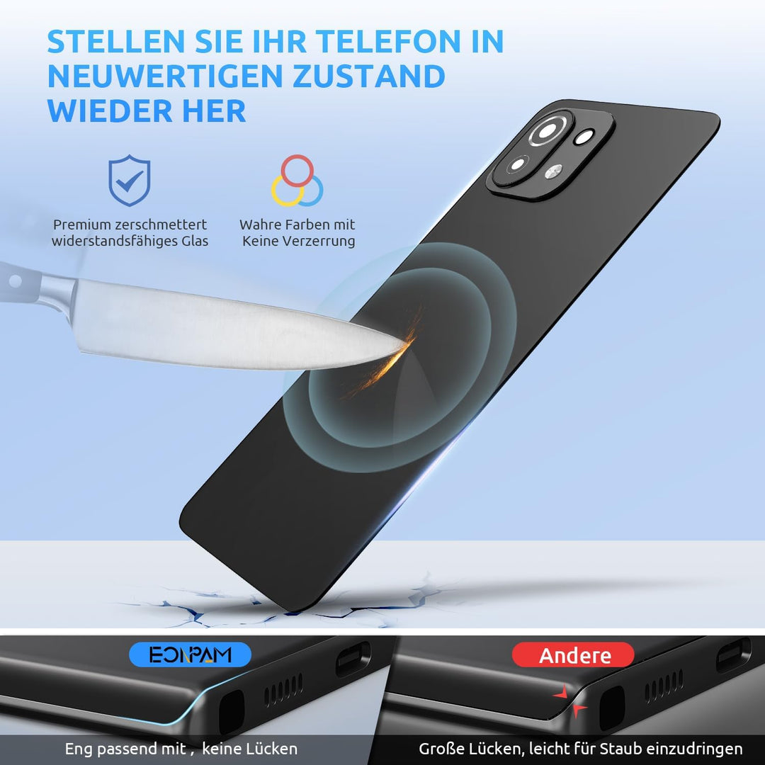 Eonpam Akkudeckel für Xiaomi Mi 11 Lite Rückseite Glas Original Backcover Back Glas Ersatz Reparatur