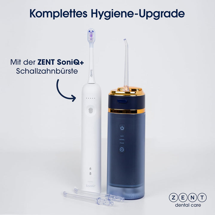 ZENT Stream+ Munddusche kabellos, Water flosser für Reise, Erweiterte 360°-Rotationstechnologie, 3 S