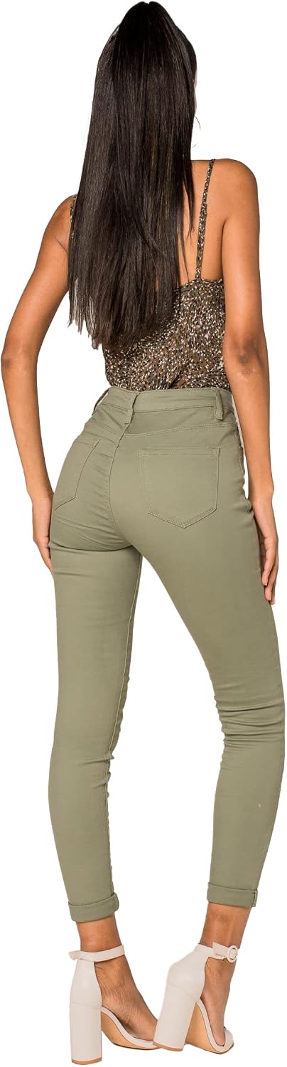 Nina Carter P056 Damen Jeanshosen Skinny Fit Jeans High Waist S Mandelgrün (P109-17), S Mandelgrün (