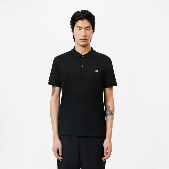 Lacoste Herren Polo-Shirt Kurzarm DH2050, Männer Polo-Hemd,2 Knopf,Regular Fit S Noir, S Noir