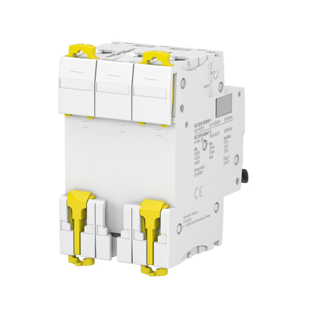 Schneider Electric A9F74363 IC60N Trennschalter, Acti9, 3P, 63A, Krümmung C, 50/60 Hz, Weiss