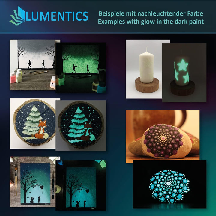 LUMENTICS Malfarbe Blau nachleuchtend 100g - Im Dunkeln leuchtende Farbe. Nachleuchtfarbe mit Glitte