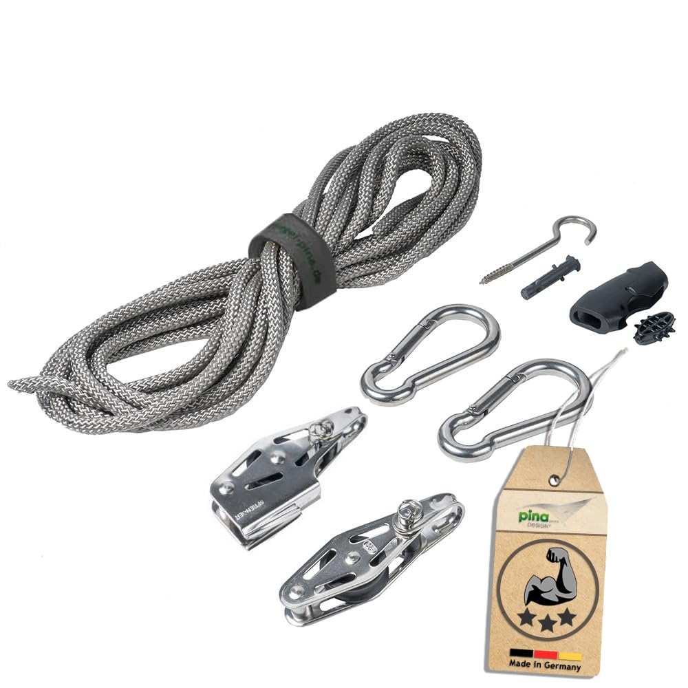 Pina DESIGN seit 1979 - Sonnensegel Seilzug Set - wandseitig, für Wandhalter/Profi Spannsystem zum S