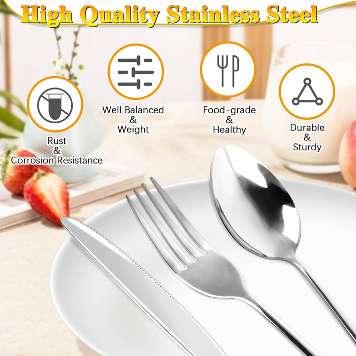 Besteck Set 6 Personen, 30 teilig Cutlery Set inkl. Messer, Gabel, Löffel, Besteckset Spiegelpoliert