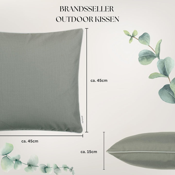 Brandsseller Outdoor Garten Kissen Dekokissen mit Paspel - Garngefärbt Uni Schmutz- und Wasserabweis