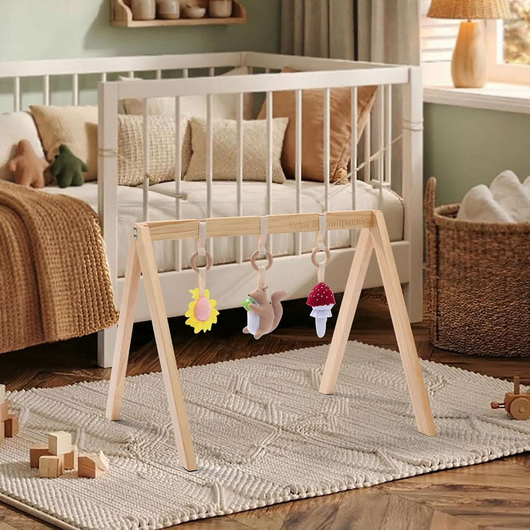 Eclat & Compagnie - Spielbogen für Babys aus Holz – Montessori Portal mit graviertem Logo – stabile