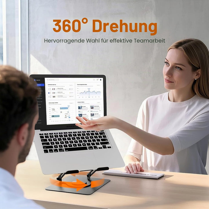 GRIFEMA Laptop Ständer mit 360 Drehbarer Basis, Höhenverstellbar, Belüfteter, Faltbarer Laptop Stand
