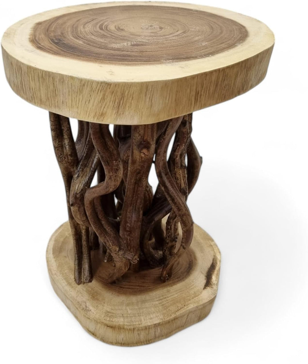 Kinaree Holz Beistelltisch KONA - 45 x 35 cm Holz Tisch aus Suar Holz und Lianen als Blumenständer o