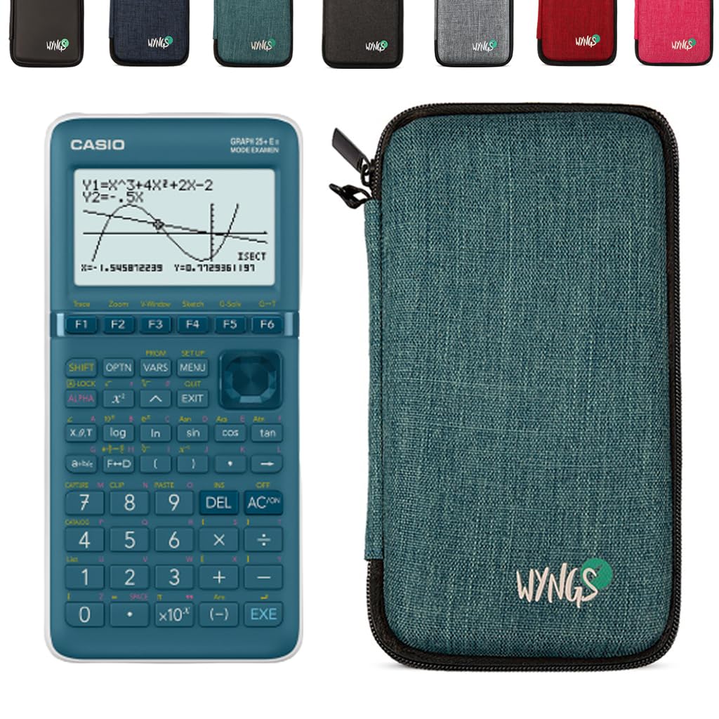 CALCUSO Sparkpaket: Casio Graph 25 E II + WYNGS Schutztasche türkis + Erweiterte Garantie von CALCUS