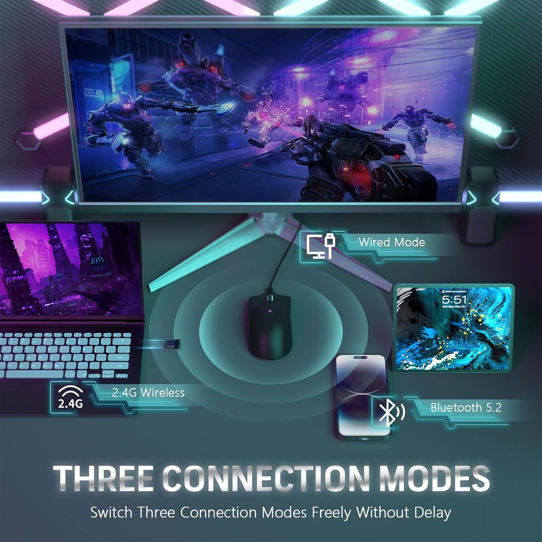 LexonElec x Attack Shark X11 Kabellose Gaming-Maus mit RGB Magnetische Ladestation, PixArt PAW3311-S