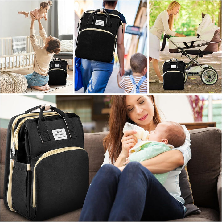 Wickeltasche mit Wickeltaschen, Bett, grosses Fassungsvermögen, grosse Windeltasche mit Wickelunterl