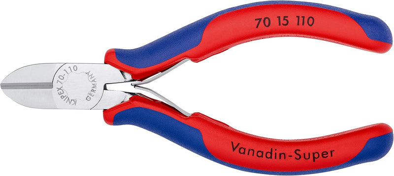 Knipex Seitenschneider verchromt, mit Mehrkomponenten-Hüllen 110 mm 70 15 110 & Electronic Super Kni