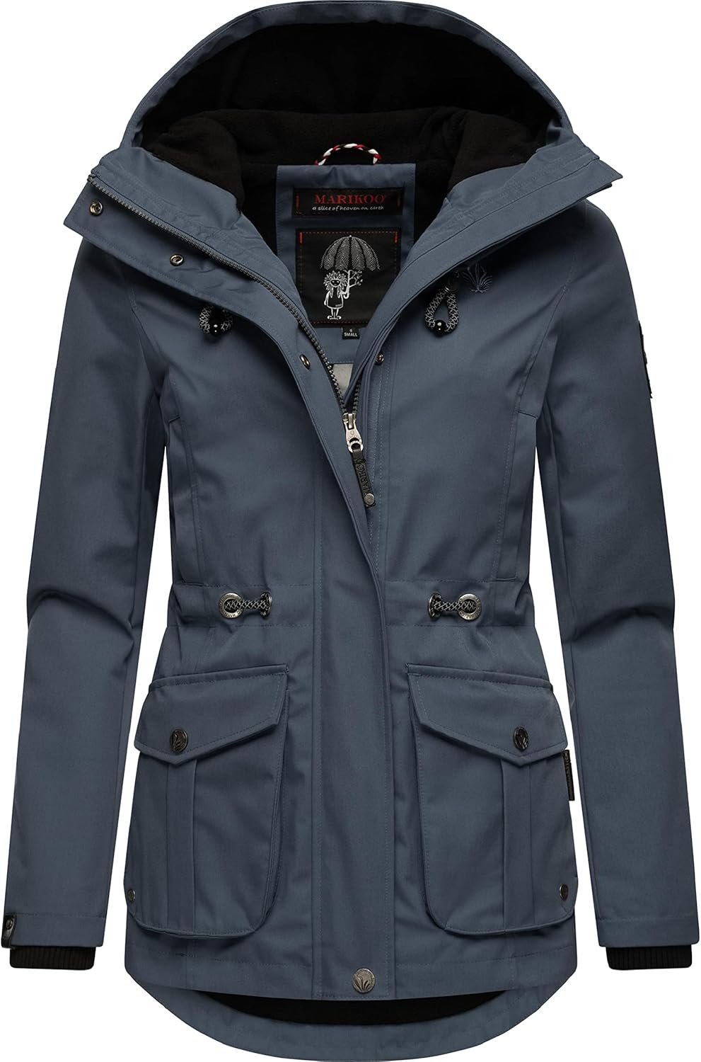 MARIKOO Damen leichter Übergangsparka mit Kapuze Babetaa Prc XS Blau, XS Blau