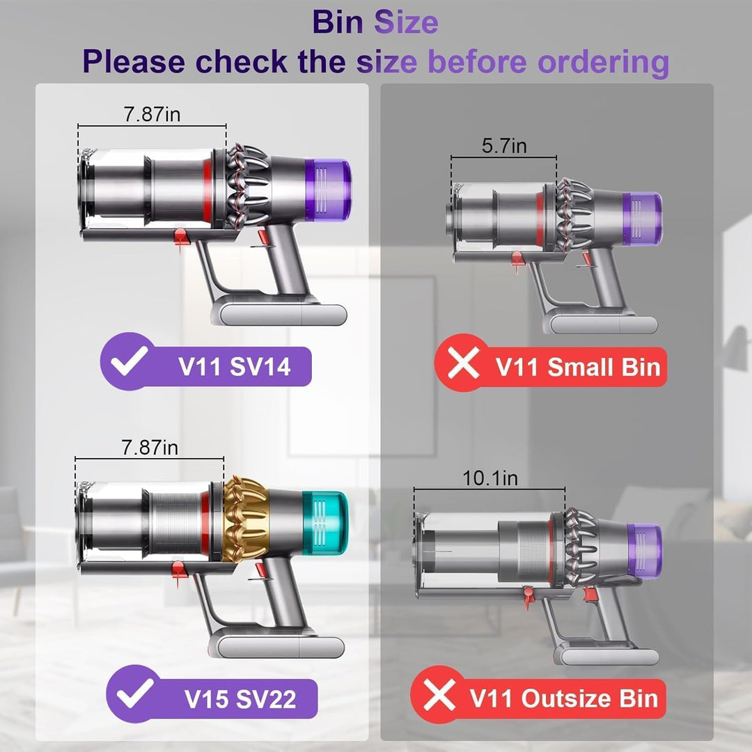 Verbesserter Ersatz-Staubbehälter für Dyson V11, V15, SV14, SV15, SV22, transparenter Mülleimer, HEP