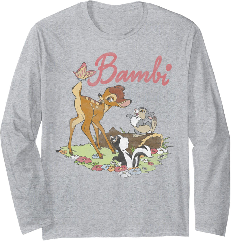 Disney Bambi Thumper Flower Simple Portrait Logo Langarmshirt