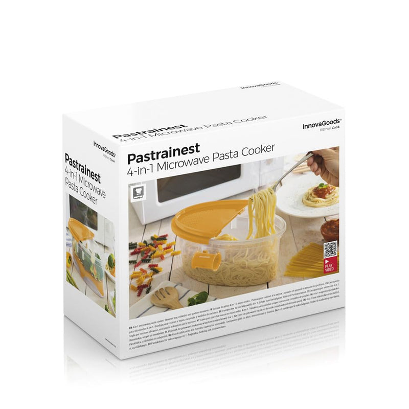 InnovaGoods® Mikrowellen-Nudelkocher 4-in-1 mit Zubehör und Rezepten Pastainest, schnell und einfach