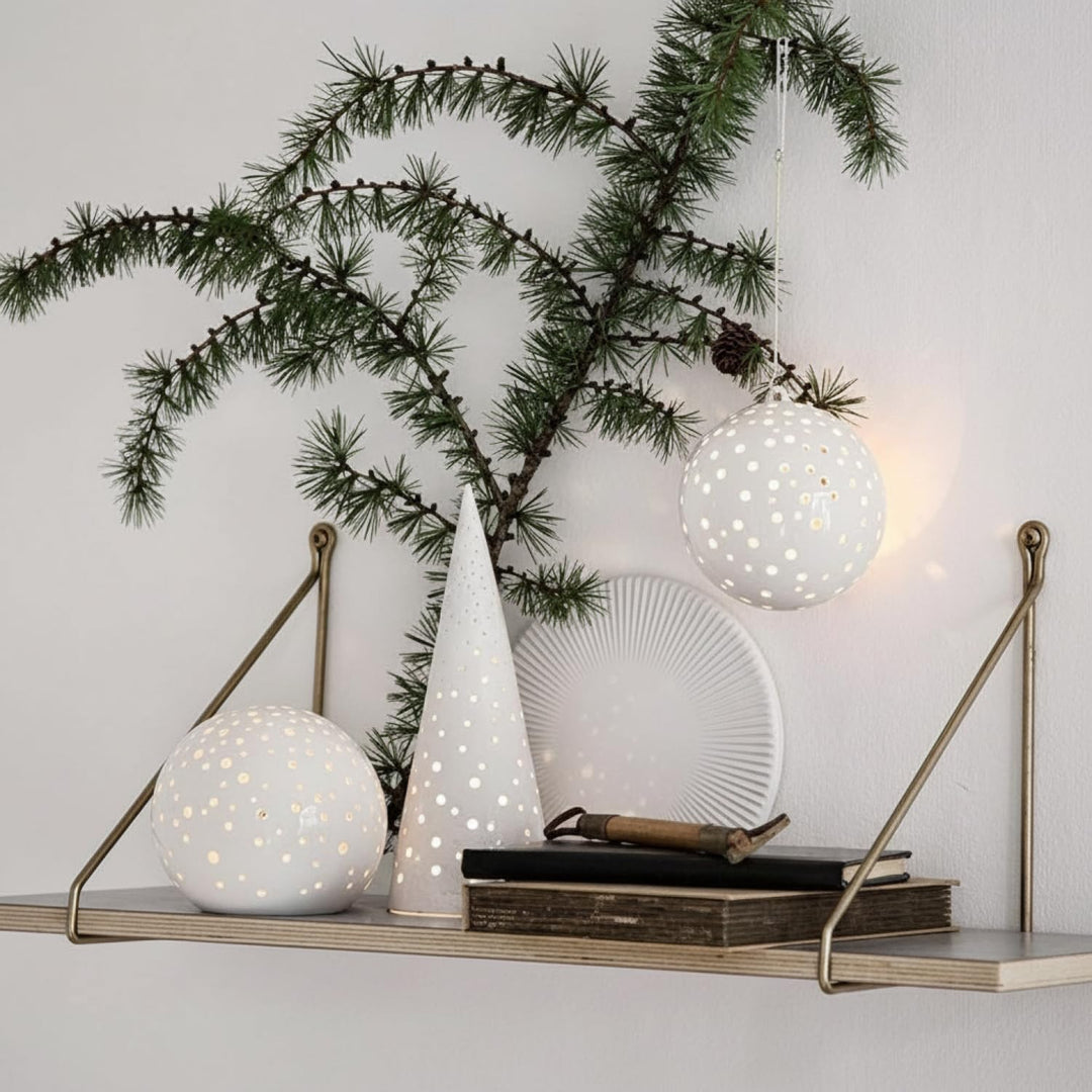 Kähler Teelichthalter hoch H25.5 cm Nobili Sammlerobjekt dänisches Design, Weiss 24,5 cm Schnee Weis