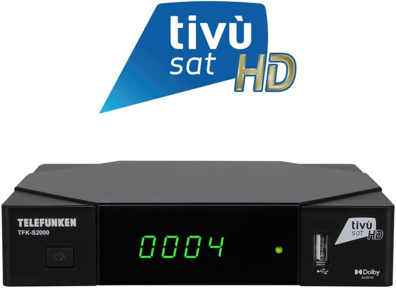 MK-Digital Telefunken TKF-S2000 Full HD DVB-S2 Sat Receiver mit aktiver Tivusat HD Karte