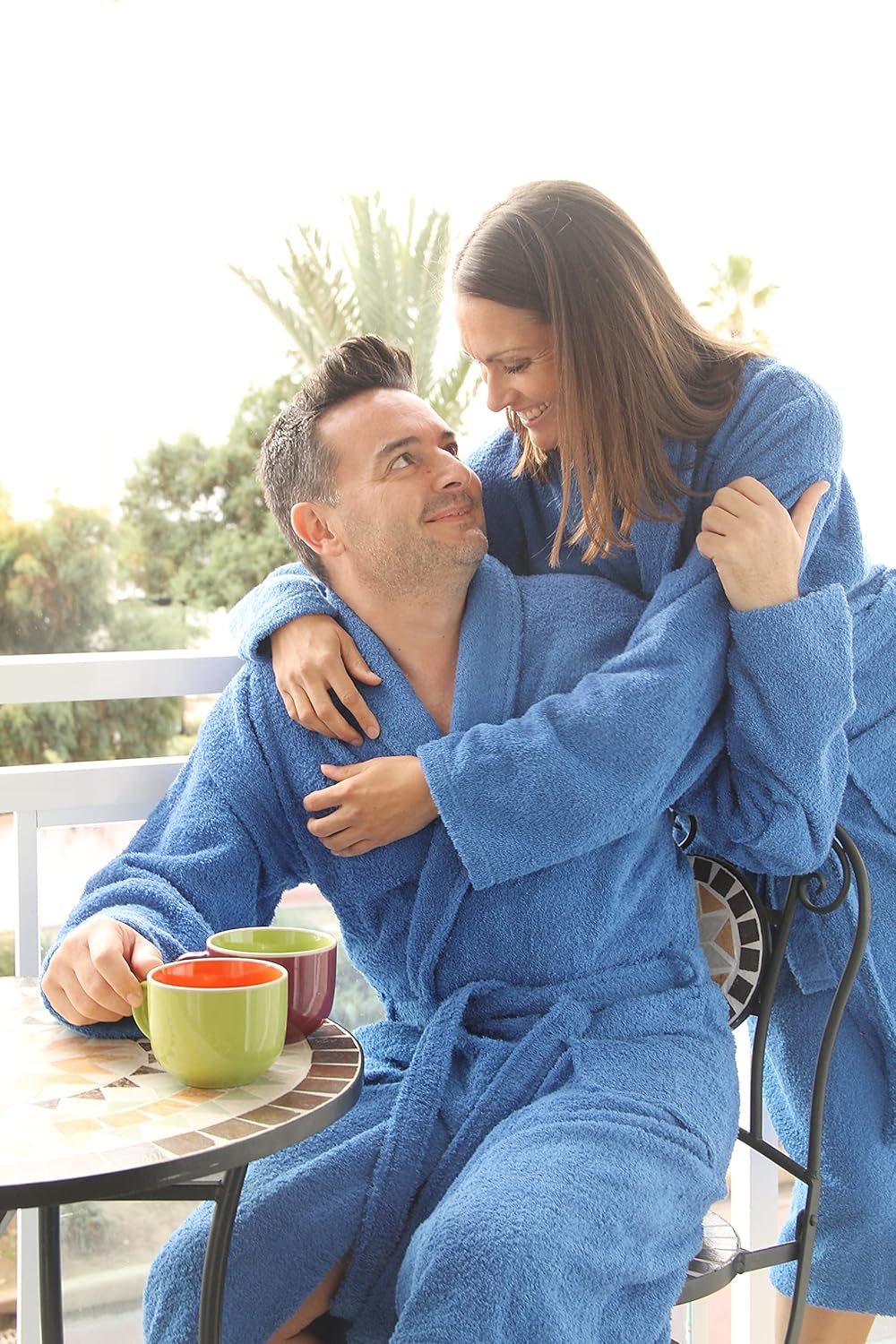 LEBENGOOD Bademantel für Damen, Herren, Unisex, Frottee 100% Baumwolle, Weicher Morgenmantel Dusche,