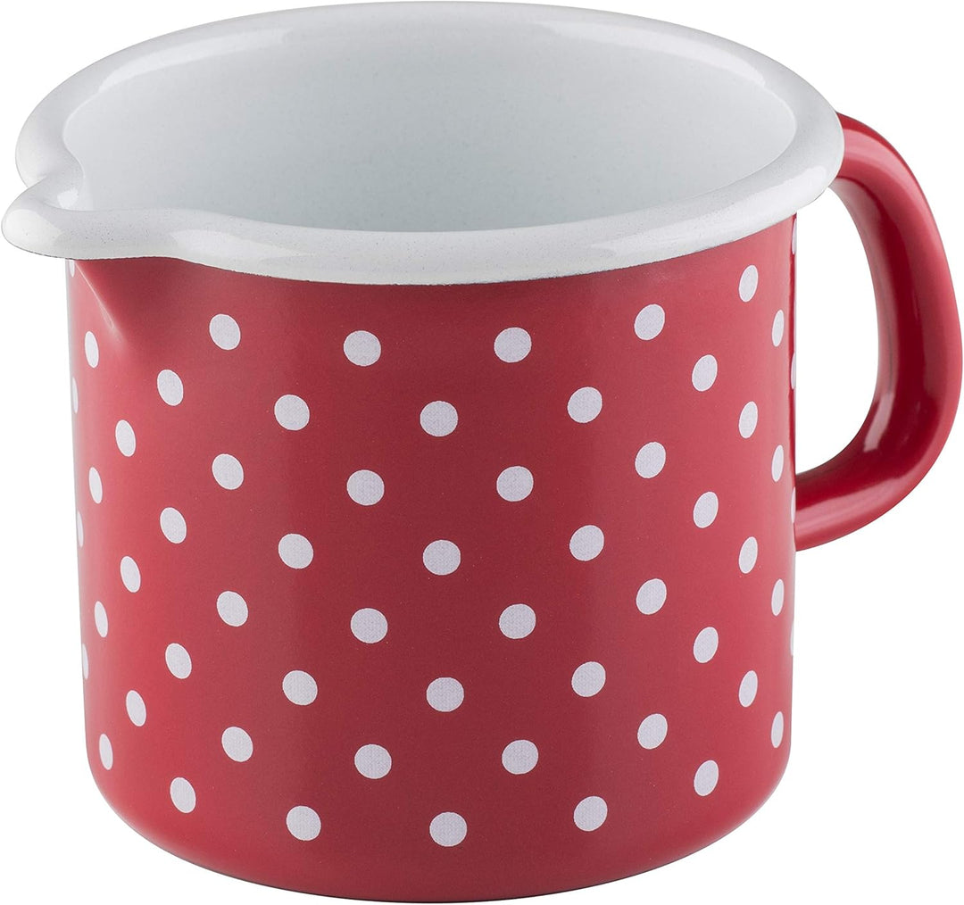Riess, 0040-077, Schnabeltopf 12, COUNTRY - PÜNKTCHEN ROT, Durchmesser 12 cm, Höhe 11.5 cm, Inhalt 1