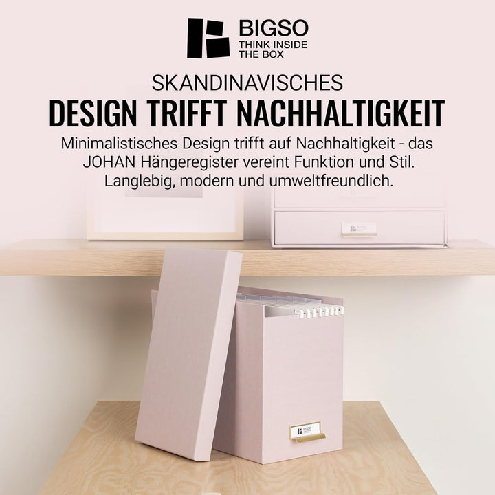 BIGSO JOHAN Hängeregisterbox A4 – Hängemappenbox mit Deckel und Griff – Schreibtischablage für Hänge