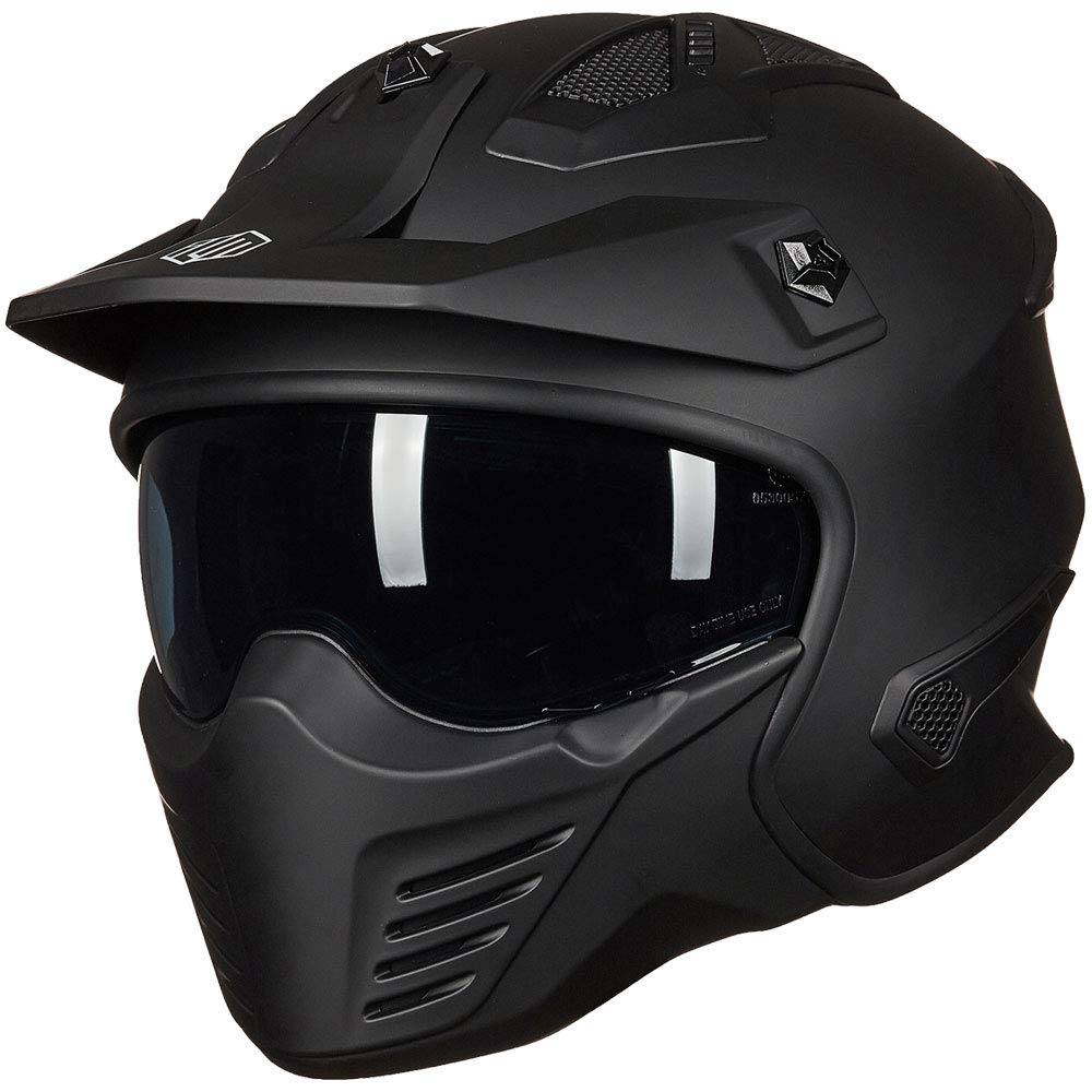 ILM Helm Motorrad Integralhelm Motocross Herren Damen Vintage Retro mit Visier ECE Model 726X XL Sch