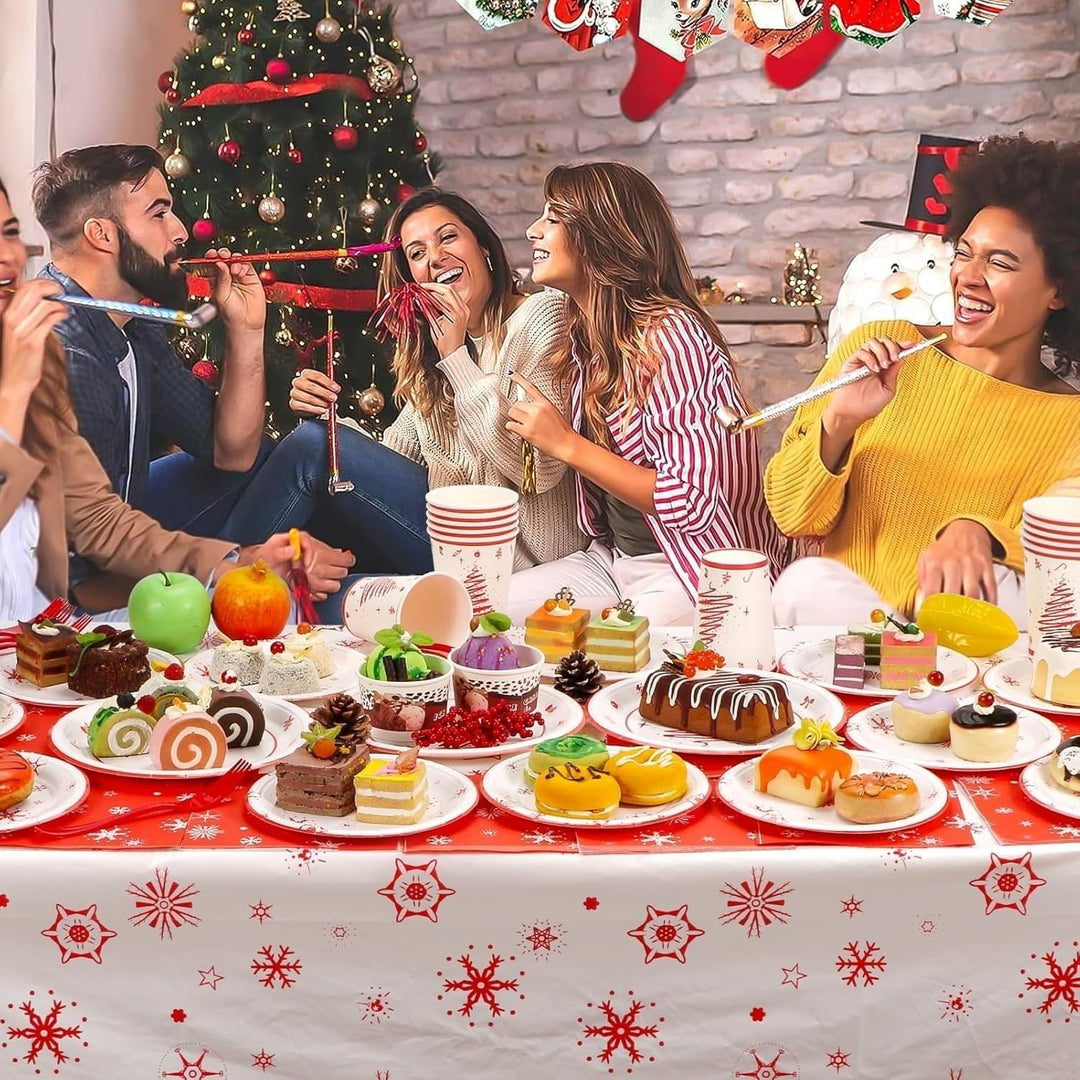 KAHEIGN 168Pcs Weihnachten Geschirr Set für 24 Personen, Papier Partygeschirrset mit 24Sets Speisete